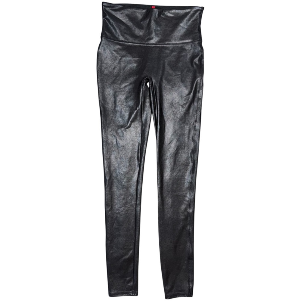 SPANX Faux Leather Black Leggings High Waisted Women's Small Pull On Pants 2437
